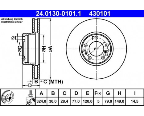 Disque de frein 24.0130-0101.1 ATE