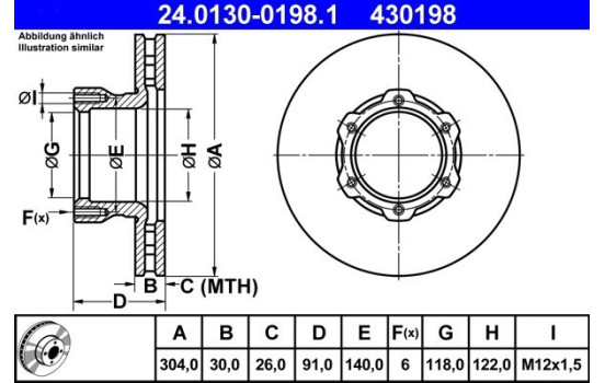 Disque de frein 24.0130-0198.1 ATE, Image 2