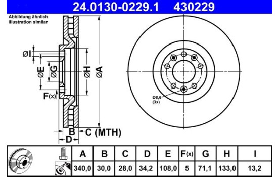 Disque de frein 24.0130-0229.1 ATE
