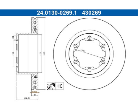 Disque de frein 24.0130-0269.1 ATE