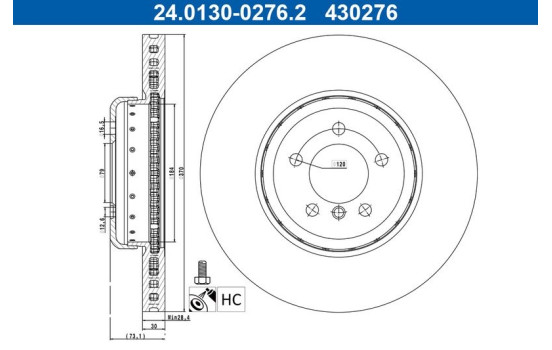 Disque de frein 24.0130-0276.2 ATE