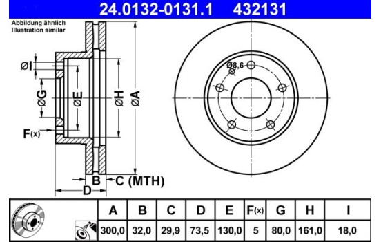 Disque de frein 24.0132-0131.1 ATE, Image 2