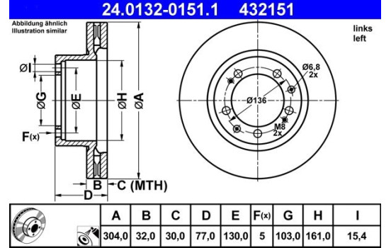 Disque de frein 24.0132-0151.1 ATE