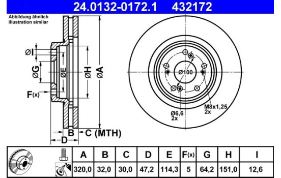Disque de frein 24.0132-0172.1 ATE