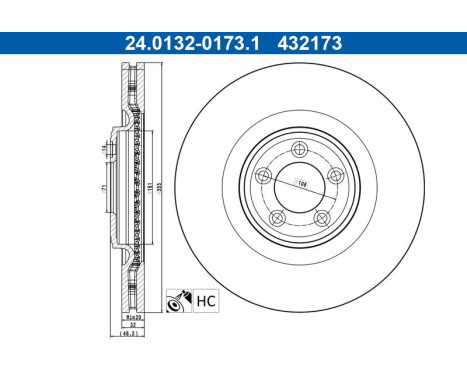 Disque de frein 24.0132-0173.1 ATE