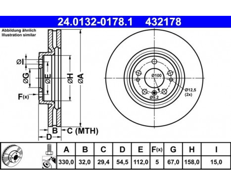 Disque de frein 24.0132-0178.1 ATE