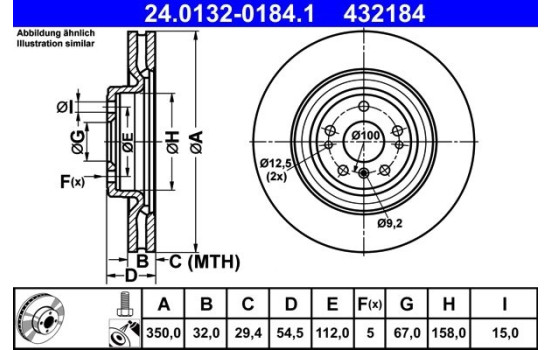 Disque de frein 24.0132-0184.1 ATE