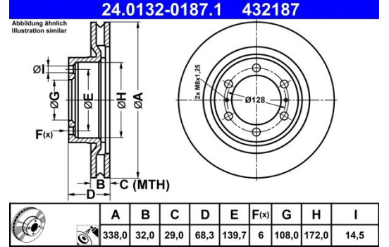 Disque de frein 24.0132-0187.1 ATE