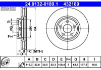 Disque de frein 24.0132-0189.1 ATE