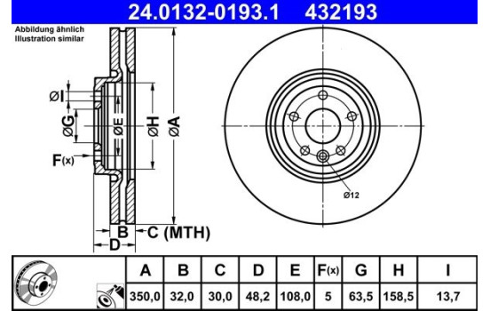 Disque de frein 24.0132-0193.1 ATE