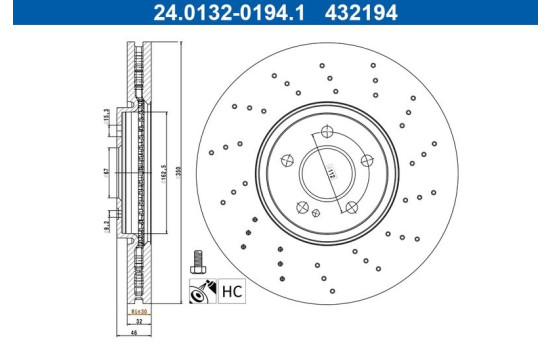 Disque de frein 24.0132-0194.1 ATE