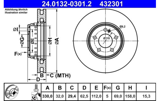 Disque de frein 24.0132-0301.2 ATE