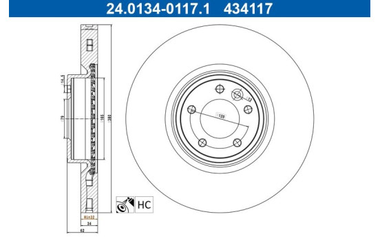 Disque de frein 24.0134-0117.1 ATE