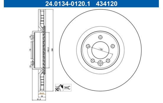 Disque de frein 24.0134-0120.1 ATE