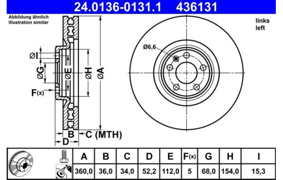 Disque de frein 24.0136-0131.1 ATE