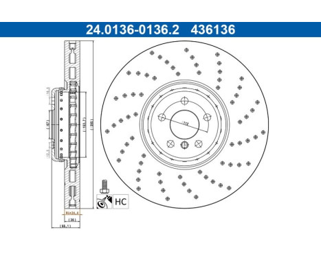 Disque de frein 24.0136-0136.2 ATE