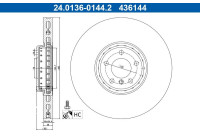 Disque de frein 24.0136-0144.2 ATE
