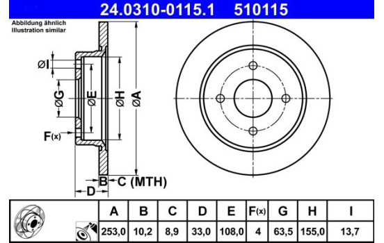 Disque de frein 24.0310-0115.1 ATE, Image 2