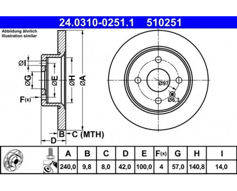 Disque de frein 24.0310-0251.1 ATE, Image 2