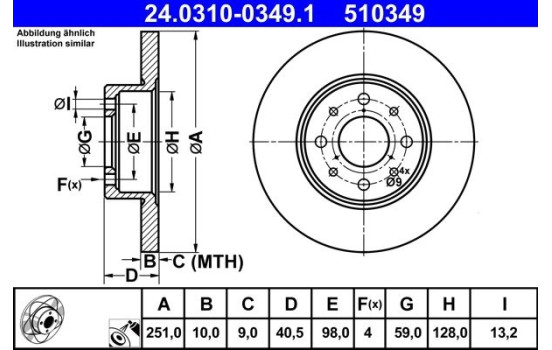 Disque de frein 24.0310-0349.1 ATE