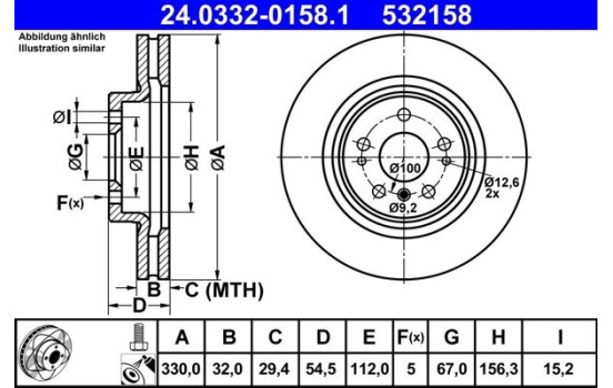 Disque de frein 24.0332-0158.1 ATE