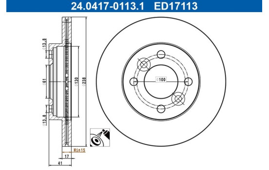 Disque de frein 24.0417-0113.1 ATE