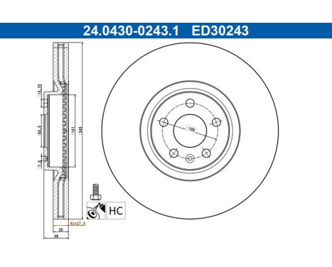 Disque de frein 24.0430-0243.1 ATE