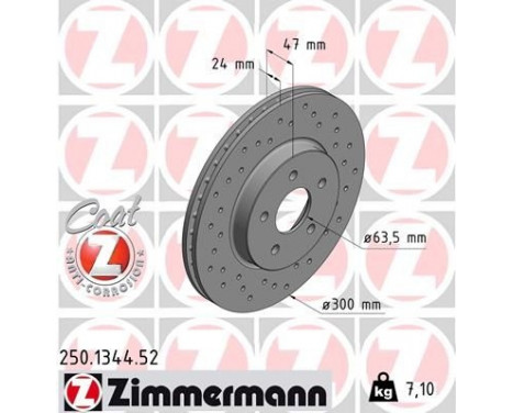 Disque de frein 250.1344.52 Zimmermann, Image 2