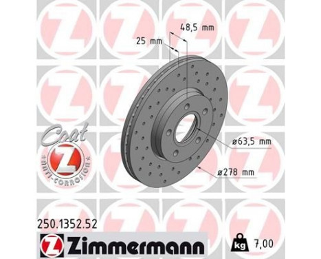 Disque de frein 250.1352.52 Zimmermann, Image 2