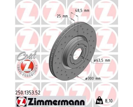 Disque de frein 250.1353.52 Zimmermann, Image 2