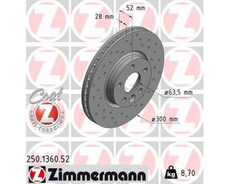 Disque de frein 250.1360.52 Zimmermann, Image 2