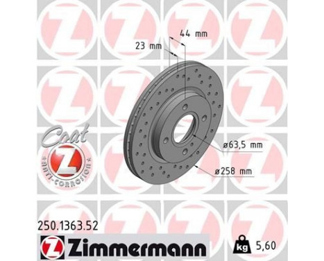 Disque de frein 250.1363.52 Zimmermann, Image 2