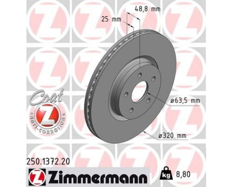 Disque de frein 250.1372.20 Zimmermann, Image 2