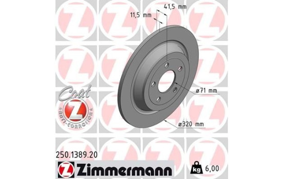 Disque de frein 250.1389.20 Zimmermann