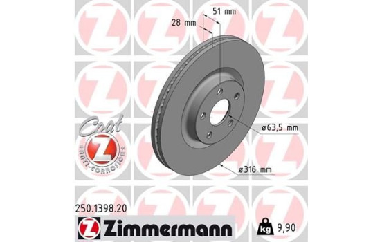 Disque de frein 250.1398.20 Zimmermann