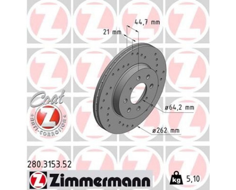 Disque de frein 280.3153.52 Zimmermann, Image 2