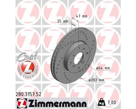 Disque de frein 280.3157.52 Zimmermann, Image 2