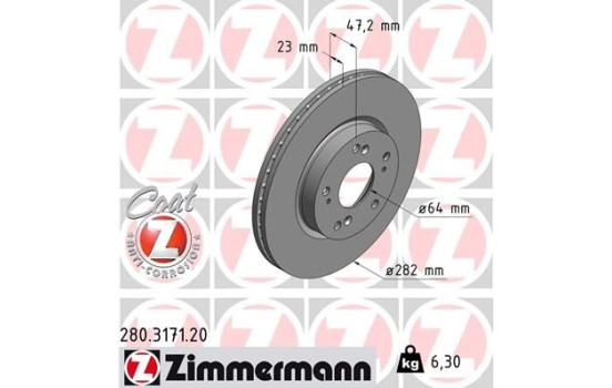 Disque de frein 280.3171.20 Zimmermann