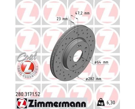 Disque de frein 280.3171.52 Zimmermann, Image 2