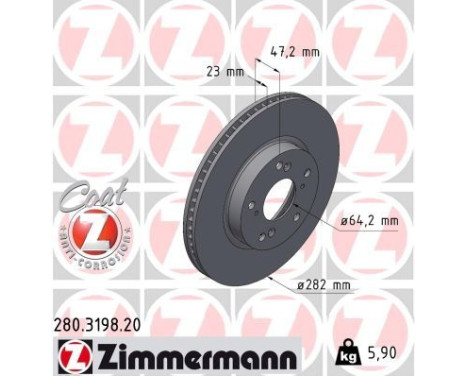 Disque de frein 280.3198.20 Zimmermann