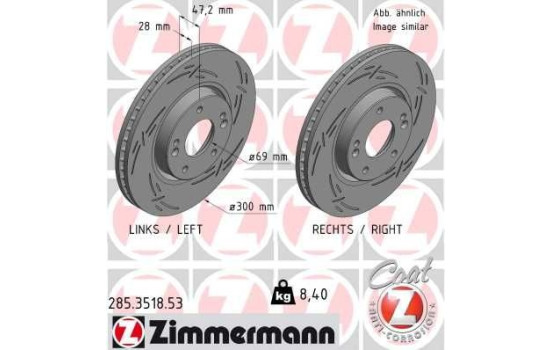 Disque de frein 285.3518.53 Zimmermann, Image 2