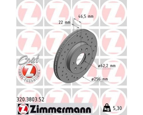 Disque de frein 320.3803.52 Zimmermann, Image 2
