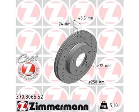 Disque de frein 370.3065.52 Zimmermann, Image 2