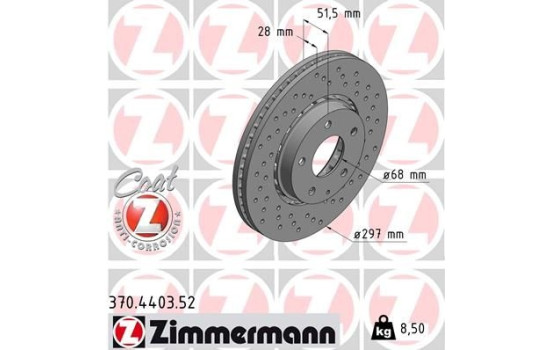 Disque de frein 370.4403.52 Zimmermann, Image 2