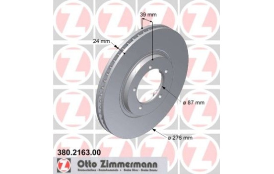 Disque de frein 380.2163.00 Zimmermann