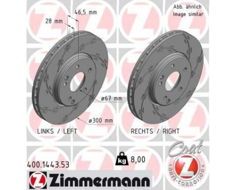 Disque de frein 400.1443.53 Zimmermann, Image 2