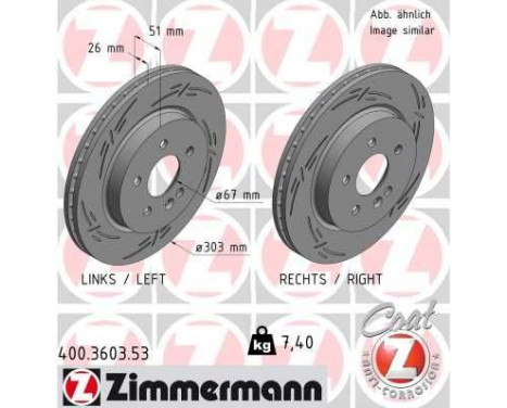 Disque de frein 400.3603.53 Zimmermann, Image 2