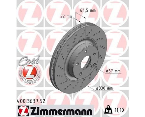 Disque de frein 400.3637.52 Zimmermann, Image 2