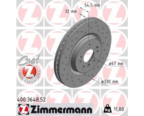 Disque de frein 400.3648.52 Zimmermann, Image 2