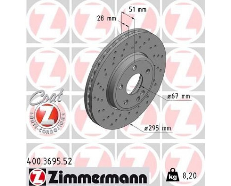 Disque de frein 400.3695.52 Zimmermann, Image 2